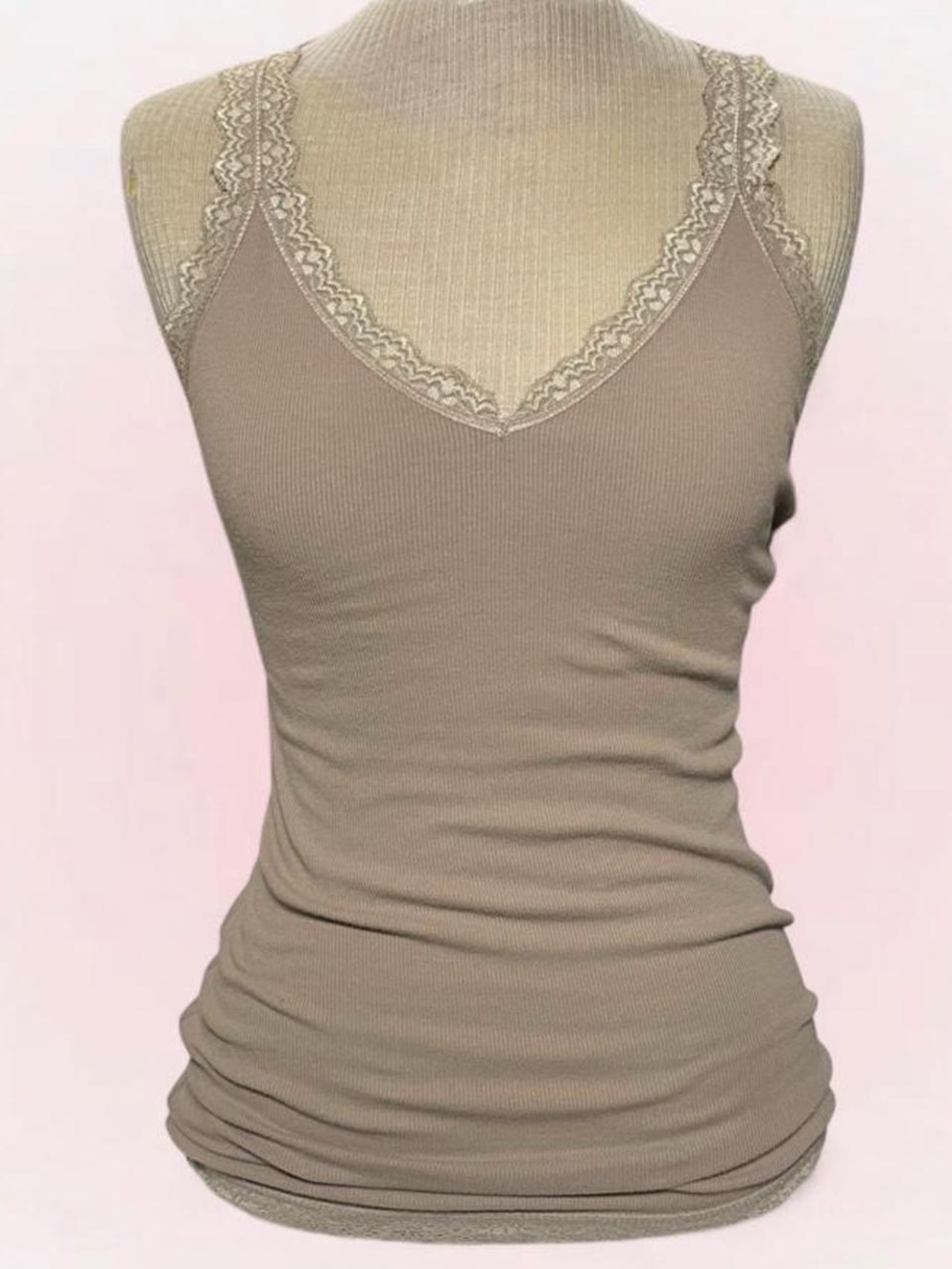 Old Navy Lace-Trim Ribbed Camisole - Taupe